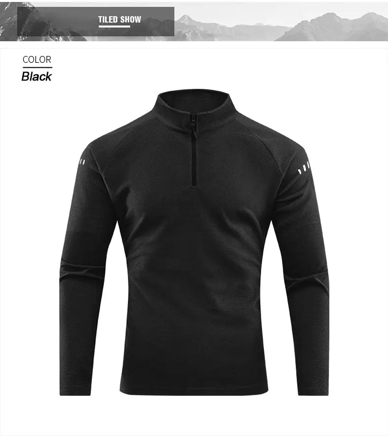 Running Long Sleeve T-shirt Reflective Men Sportswear Breathable Black Coat Gym Jogging Male Gym Fitness Spring Autumn Clothing