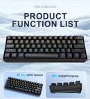 K61 Wired Portable Mechanical Keyboard, Phantom RGB Colorful, Gaming-grade Response, Ergonomic Design, Gaming Office Usable