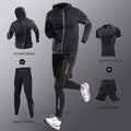 3-7Pcs Men's Ice Fiber Quick-Dry Running Fitness Full Set/Suit Tracksuit For Marathon, Training Cycling，Jogging,Gym， sweatpants
