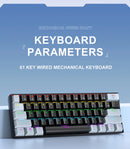K61 Wired Portable Mechanical Keyboard, Phantom RGB Colorful, Gaming-grade Response, Ergonomic Design, Gaming Office Usable