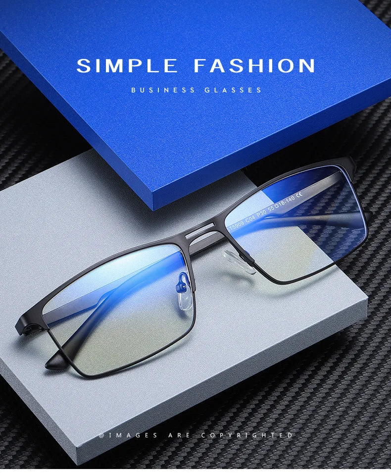 RBENN 2022 New Men Blue Light Blocking Reading Glasses Metal Frame Prescription Eyeglasses Anti Blue Rays Computer Reader +1.75