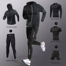 3-7Pcs Men's Ice Fiber Quick-Dry Running Fitness Full Set/Suit Tracksuit For Marathon, Training Cycling，Jogging,Gym， sweatpants