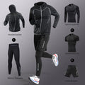 3-7Pcs Men's Ice Fiber Quick-Dry Running Fitness Full Set/Suit Tracksuit For Marathon, Training Cycling，Jogging,Gym， sweatpants