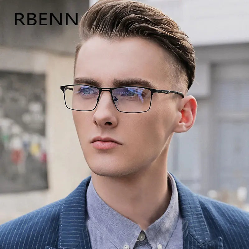 RBENN 2022 New Men Blue Light Blocking Reading Glasses Metal Frame Prescription Eyeglasses Anti Blue Rays Computer Reader +1.75