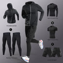 3-7Pcs Men's Ice Fiber Quick-Dry Running Fitness Full Set/Suit Tracksuit For Marathon, Training Cycling，Jogging,Gym， sweatpants