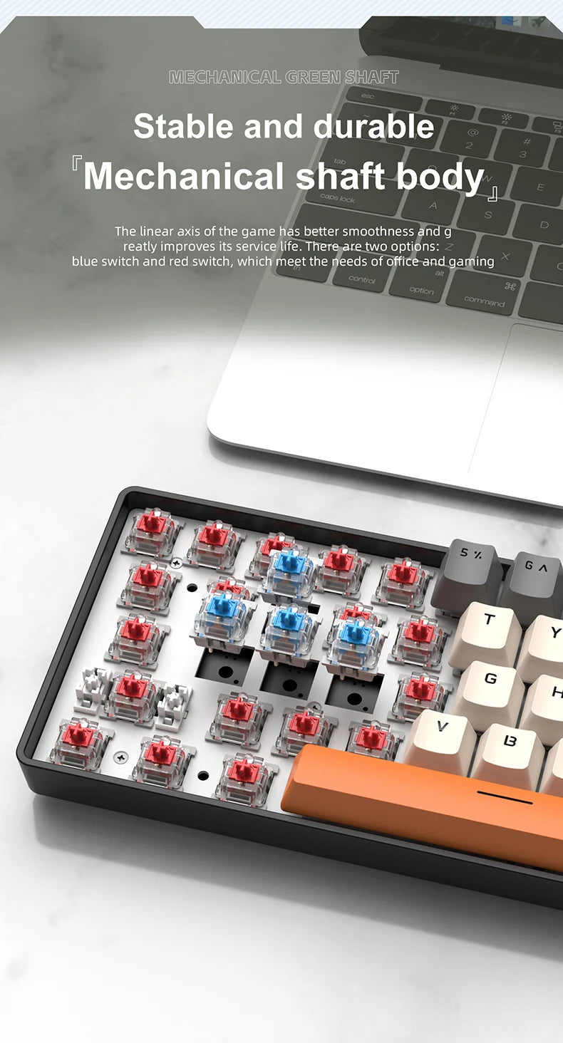 K61 Wired Portable Mechanical Keyboard, Phantom RGB Colorful, Gaming-grade Response, Ergonomic Design, Gaming Office Usable