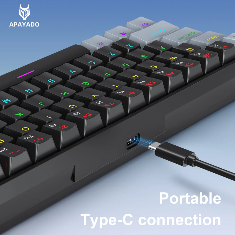 K61 Wired Portable Mechanical Keyboard, Phantom RGB Colorful, Gaming-grade Response, Ergonomic Design, Gaming Office Usable